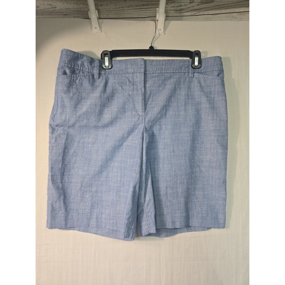 Talbots Petite Perfect Short Womens 16P Blue Chambray Cotton Casual Short